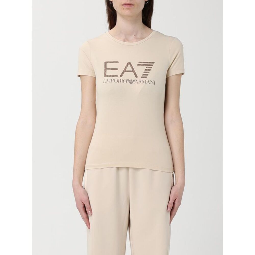 Ea7 Women Cotton T-Shirts With Rhinestone Logo Ea7